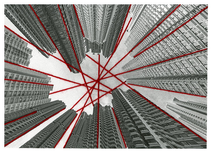 Google maps inspired work, mixed media, 2019