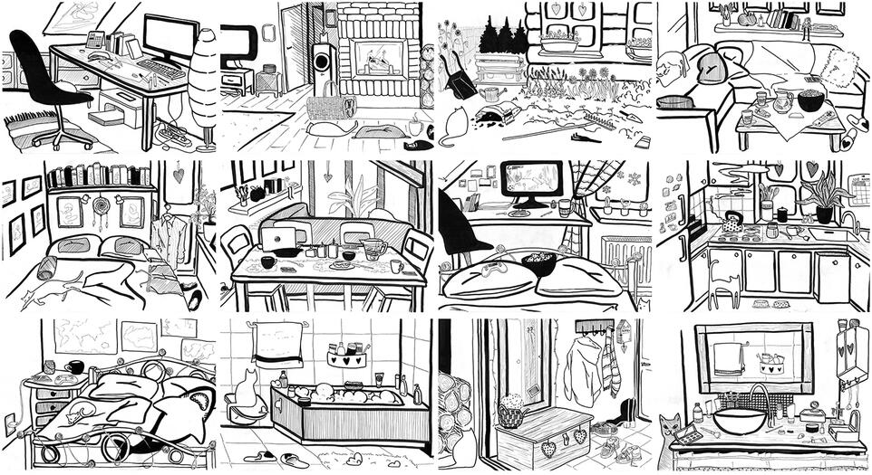 Home, liner drawing, 2019